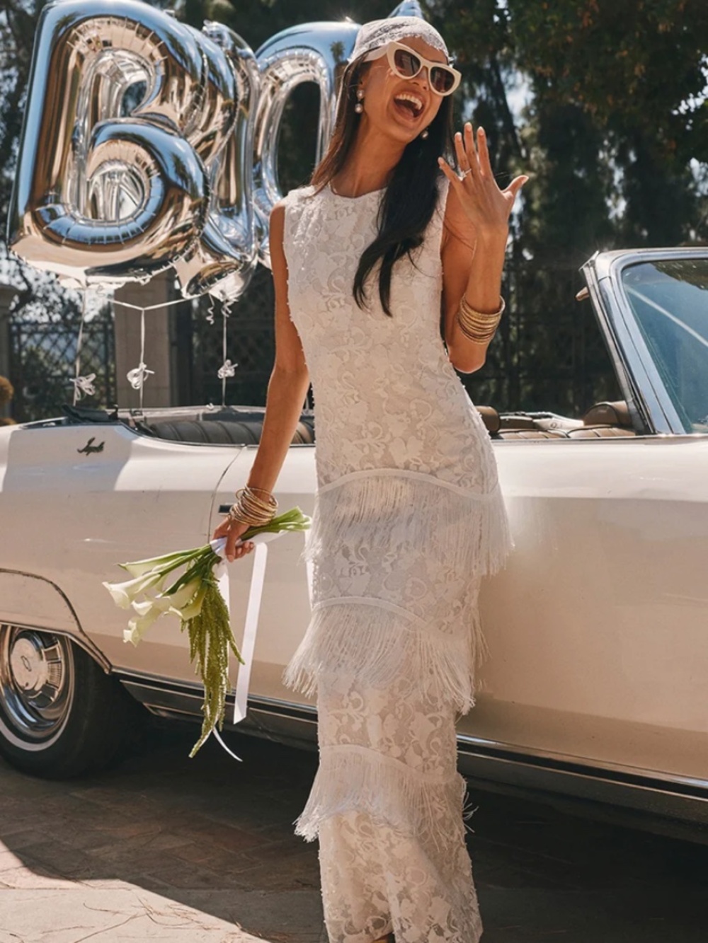 Shadows White Lace Fringe Maxi Dress
